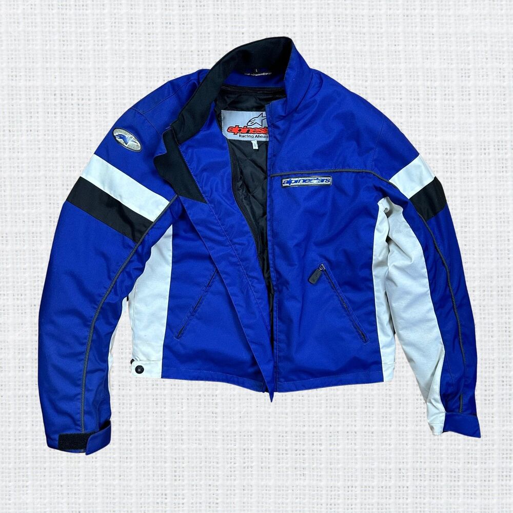 Alpinestars Riding Jacket Windbreaker Lined & Armored Blue & White Men's Size L